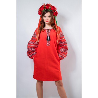 Embroidered boho dress "Fairy Story" Strawberry